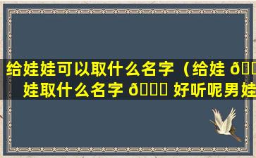 给娃娃可以取什么名字（给娃 🐛 娃取什么名字 🐛 好听呢男娃娃）